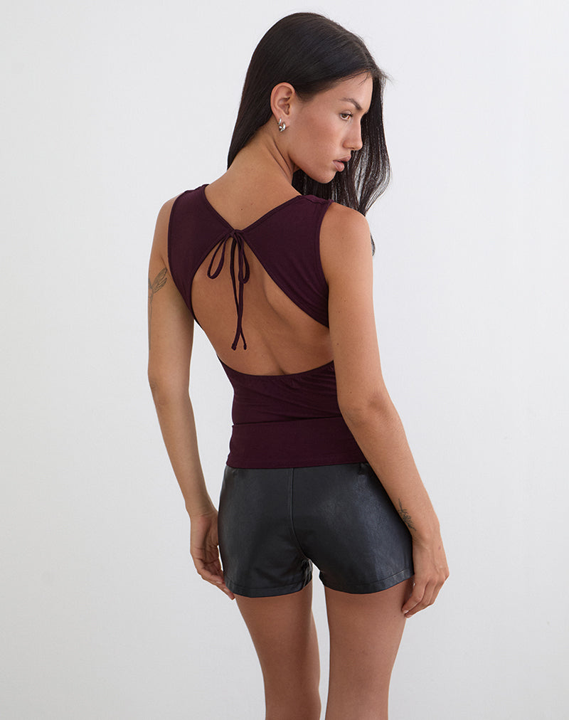 Image of Imrie Open Back Top in Rayon Jersey Redwood