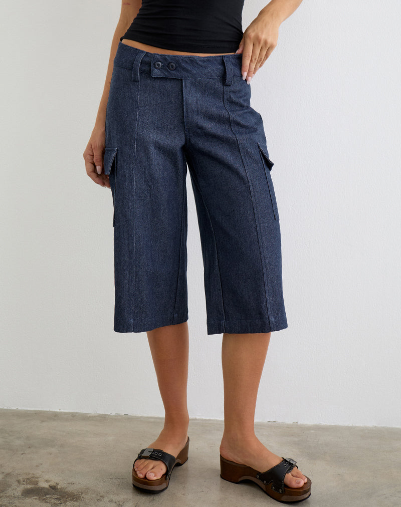 Image of Bensen Capri Trouser in Chambray Denim Blue