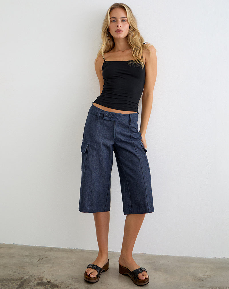 Bensen Capri Trouser in Chambray Denim Blue