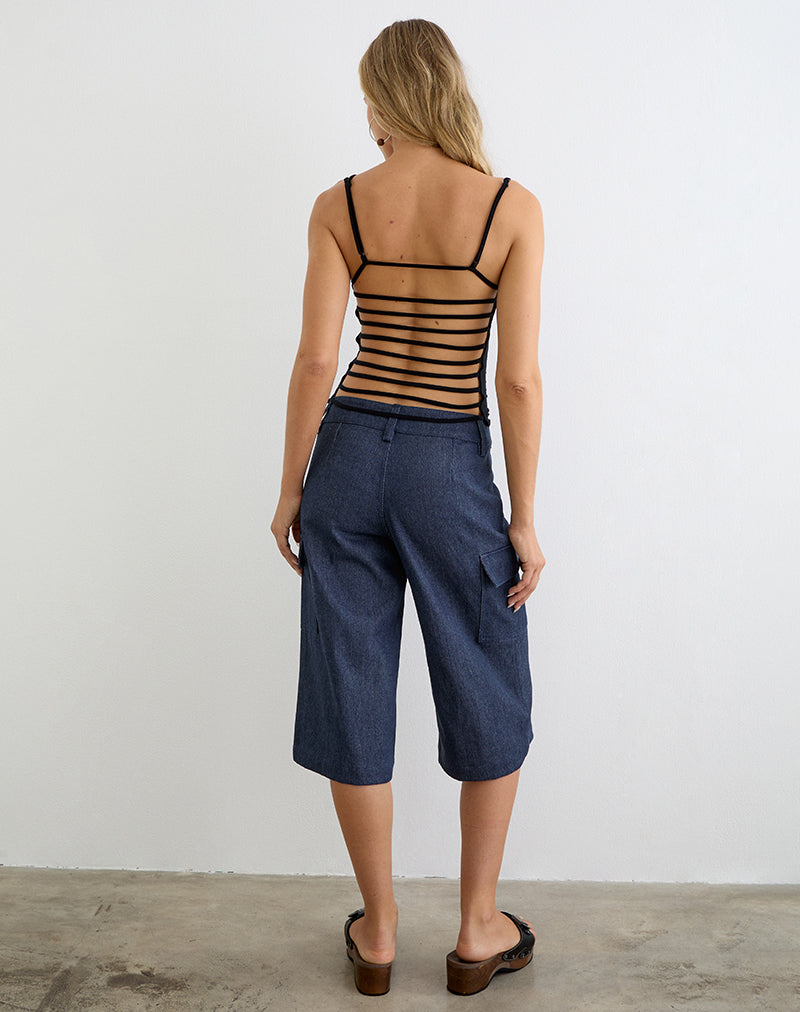 Image of Bensen Capri Trouser in Chambray Denim Blue