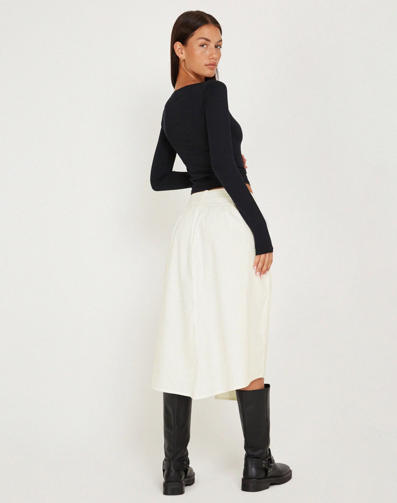 Image of India Midi Skirt in Poplin White