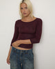 Image of Ione Quarter Sleeve Top in Ditsy Leopard Burgundy
