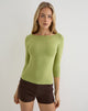 Image of Ione Quarter Sleeve Top in Apple Green