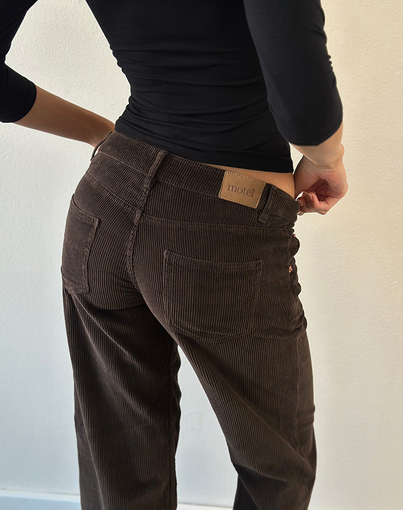 Image of Low Rise Parallel Trouser in Corduroy Chocolate Brown