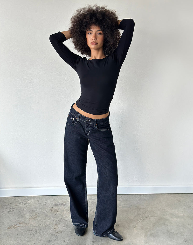 Image of Low Rise Parallel Jeans in Indigo mit Kontrastnähten