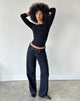 Image of Low Rise Parallel Jeans in Indigo mit Kontrastnähten