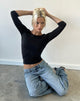 Image of Ione Quarter Sleeve Top in Black
