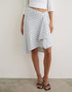 Image of Esmeray Midi Skirt in Rayon Jersey Grey and White Stripes