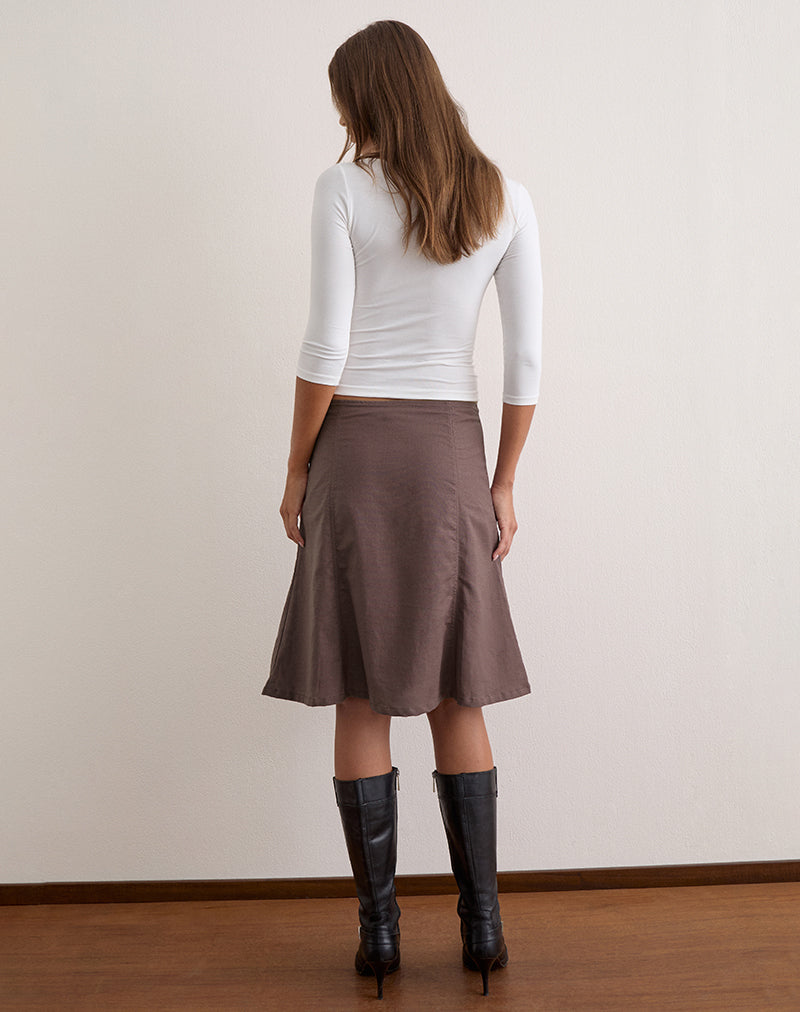 Image of Hitamu Midi Skirt in Linen Deep Taupe
