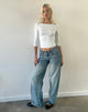 Image of Roomy Extra Wide Low Rise Jeans in Vintage Blue Green