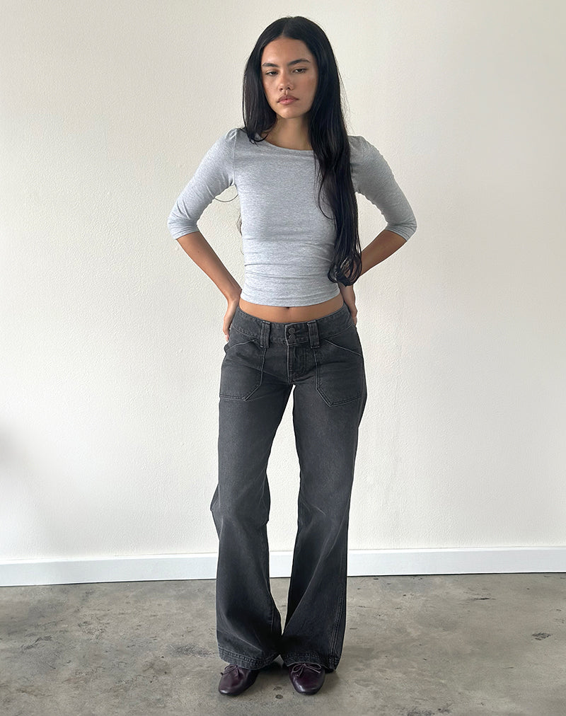 Image of Low Rise Relaxed Cargo Jeans in Vintage Black