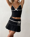 Image of Image of Istari Bow Detail Mini Skirt in Black with White Binding