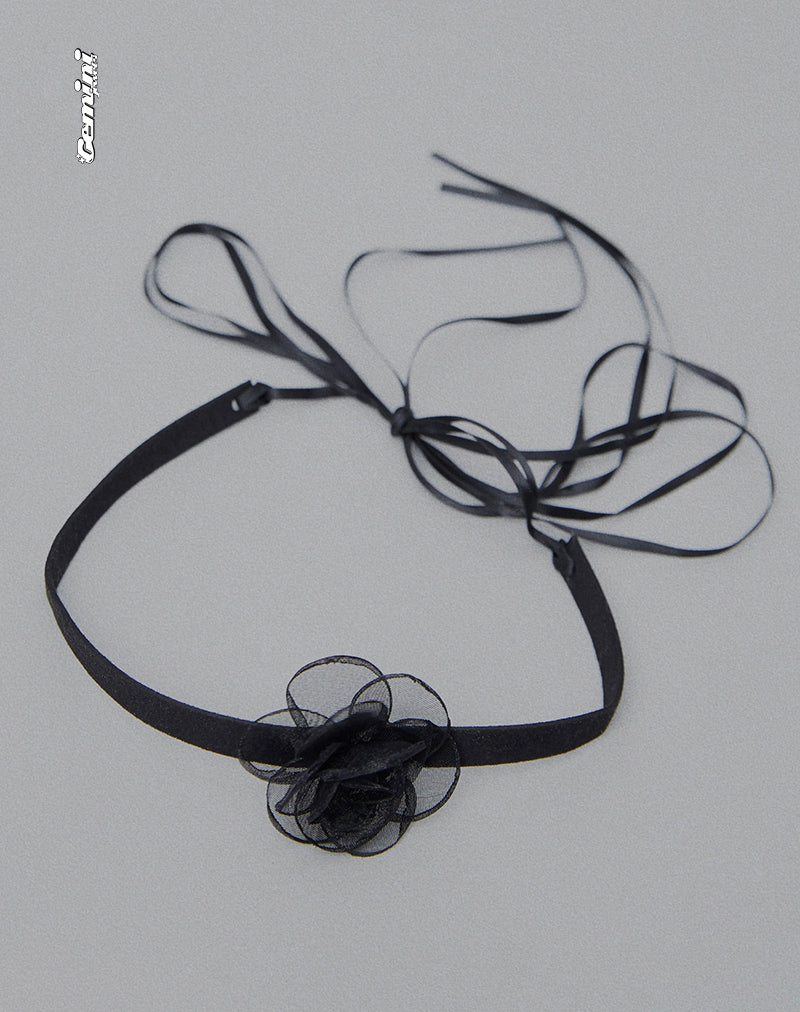 Image of Jada Black Rose Choker Necklace by Gemini Jewels