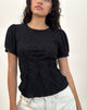 Image of Jaina Puff Sleeve Top in Textured Black