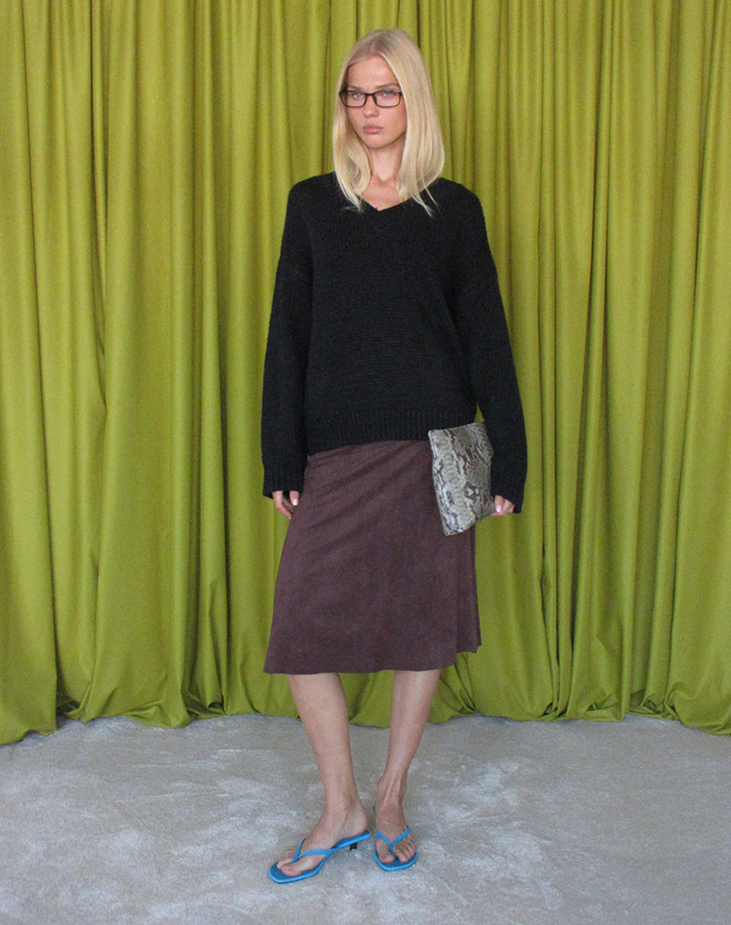 Image of Jaita V Neck Jumper in Chunky Knit Black