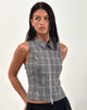 Image of Janae Zip Vest Top in Grey Check