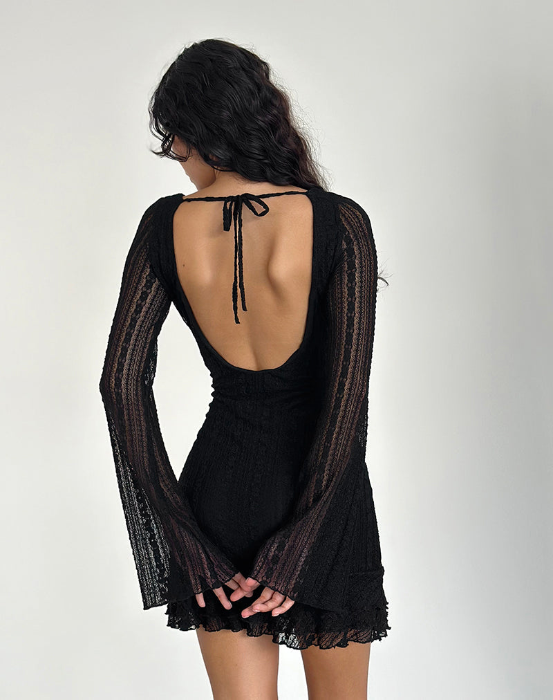 Robe courte dos nu Janawa en dentelle noire