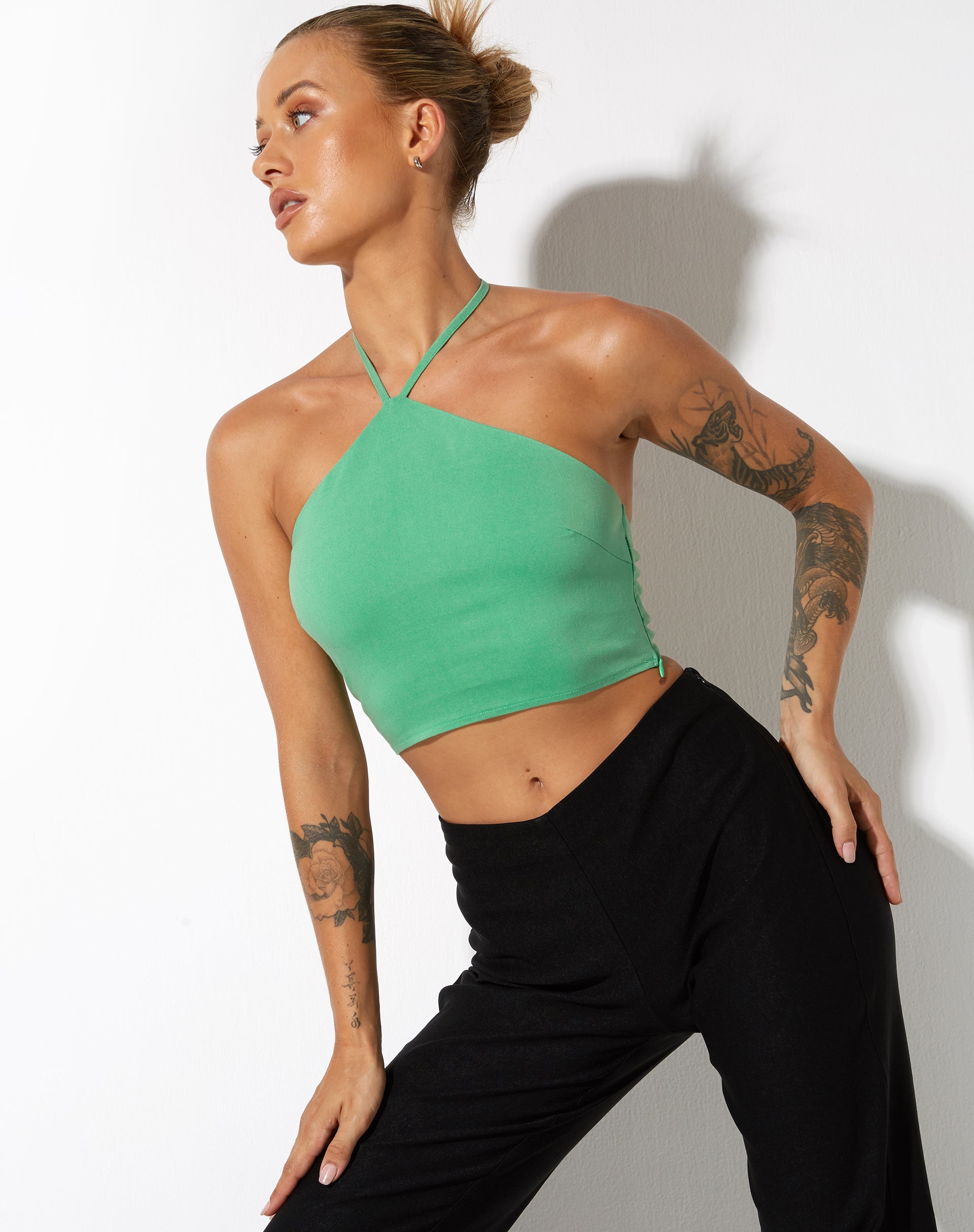 image of Janli Crop Top in Tailoring Green