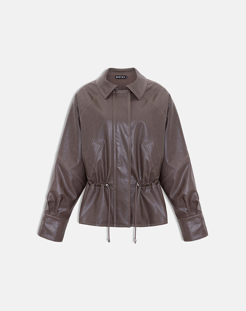 Image of Jannik Jacket in PU Dark Brown