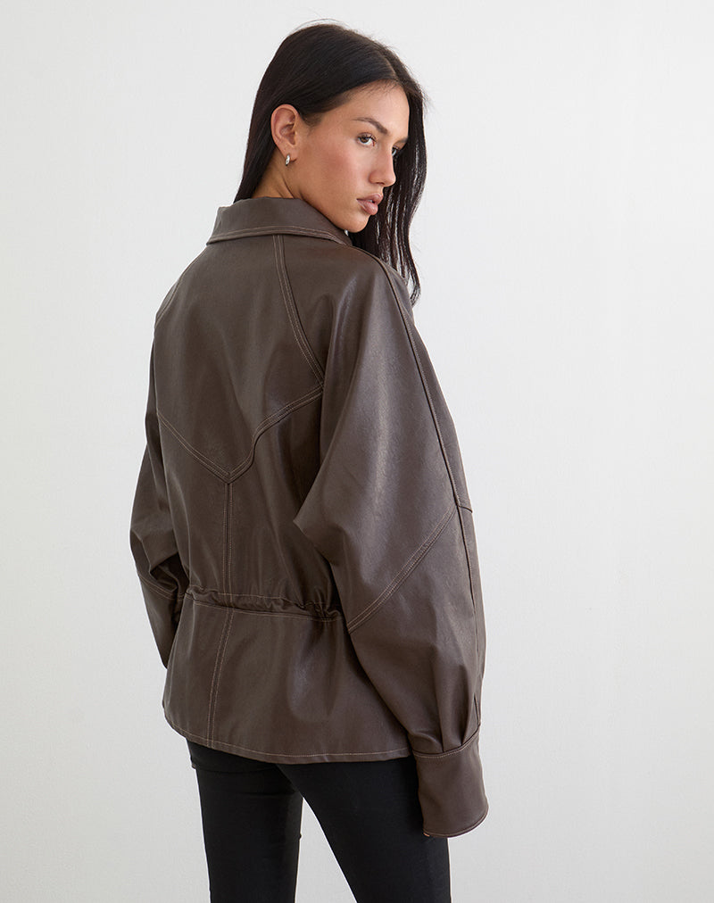 Image of Jannik Jacket in PU Dark Brown