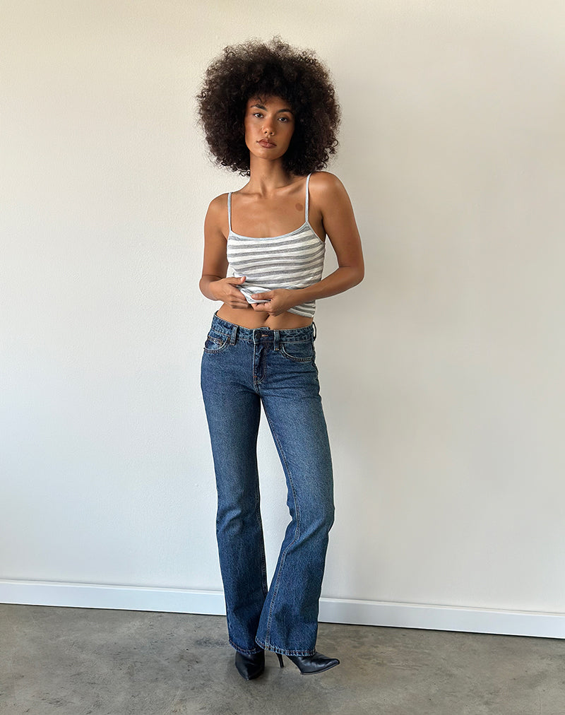 Image of Rigid Low Rise Flare Jeans In Mid Blue Used