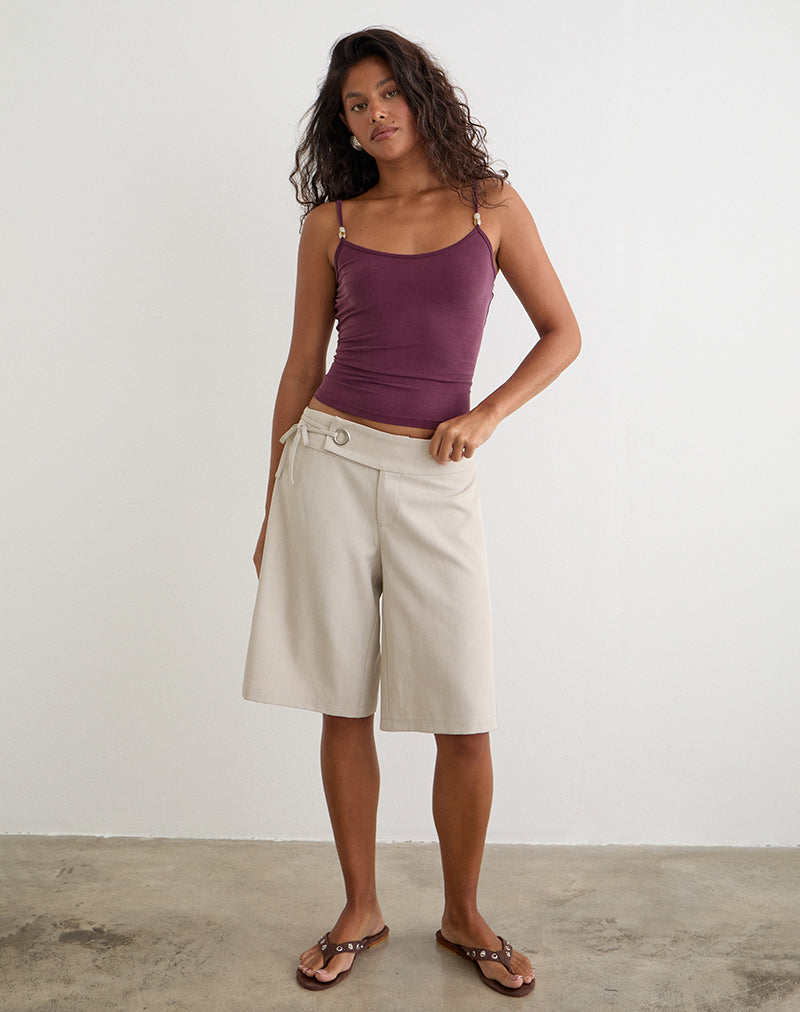 Tora Longline Short with Tie in Tailoring Stone