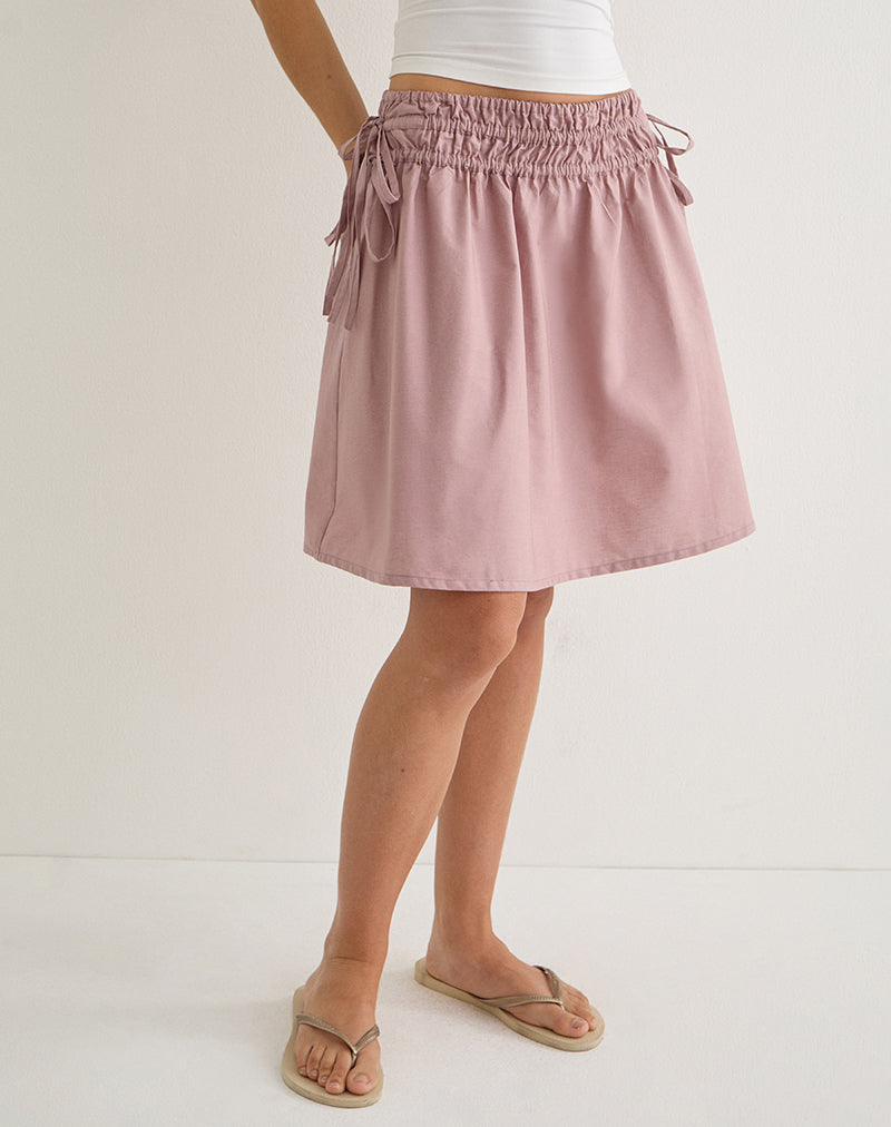 Khimar Gathered Midi Skirt in Poplin Dusty Rose