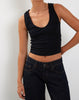 Image of Jastio Vest Top in Black Ribbed Jersey