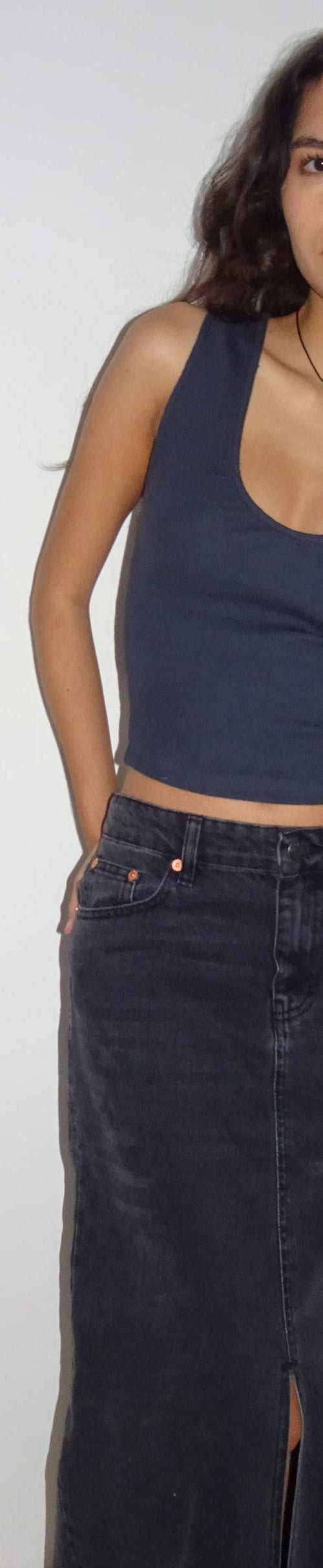 Image of Jastio Vest Top in Ocean Storm Ribbed Jersey