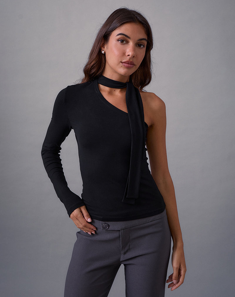 Jayahe Einärmeliges Top aus Rayon Jersey Schwarz