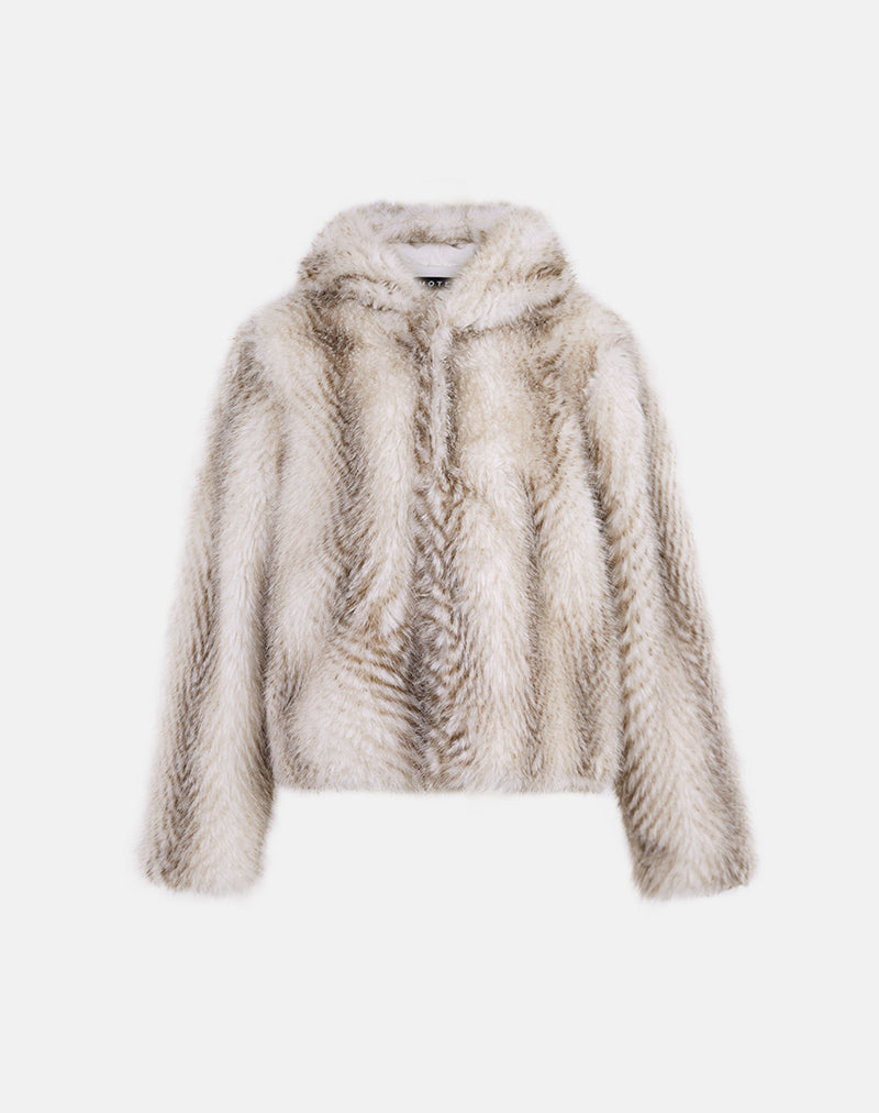 Cream Faux Fur Hooded Cropped Jacket | Jemi – motelrocks-com-eur