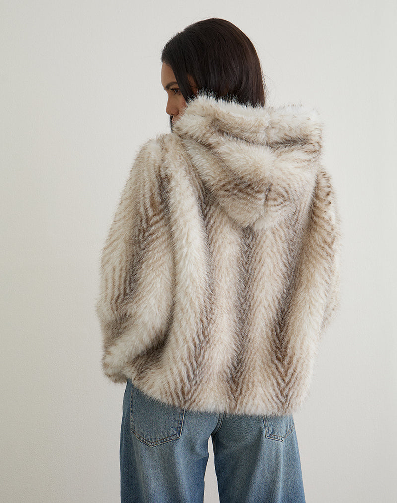 Cream Faux Fur Hooded Cropped Jacket | Jemi – motelrocks-com-eur