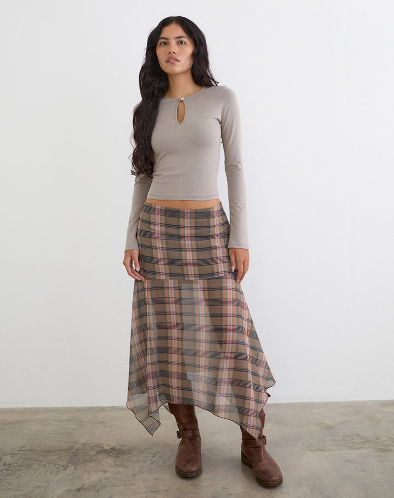 Image of Jenji Long Sleeve Top with Pearl Button in Moon Rock