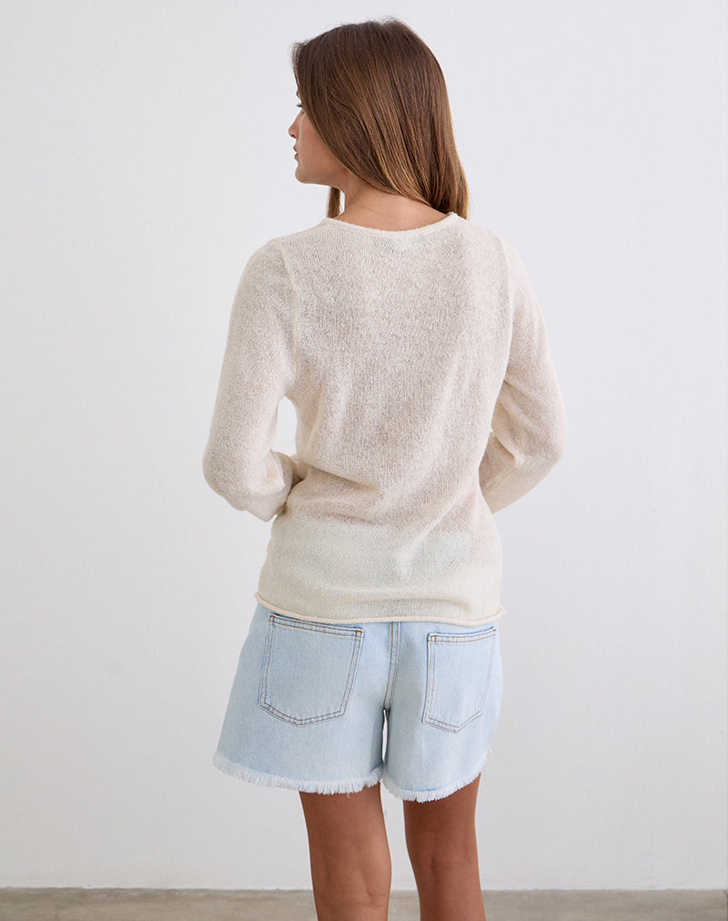 Image of Jenya Long Sleeve Top in Knit Ecru