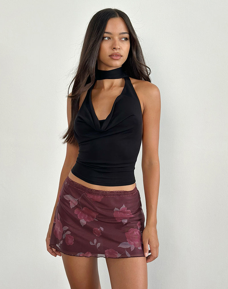 Image of Jeor Mini Skirt in Blooming Rose Burgundy