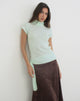 Bild des „Jian Top“ mit Schnallenbund aus transparentem Strick in Mint