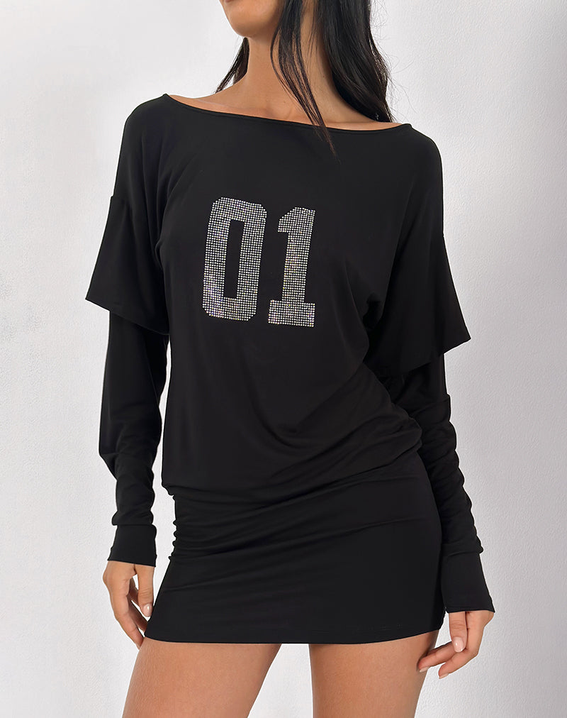 Jionni Sweater Dress in Hotfix Black