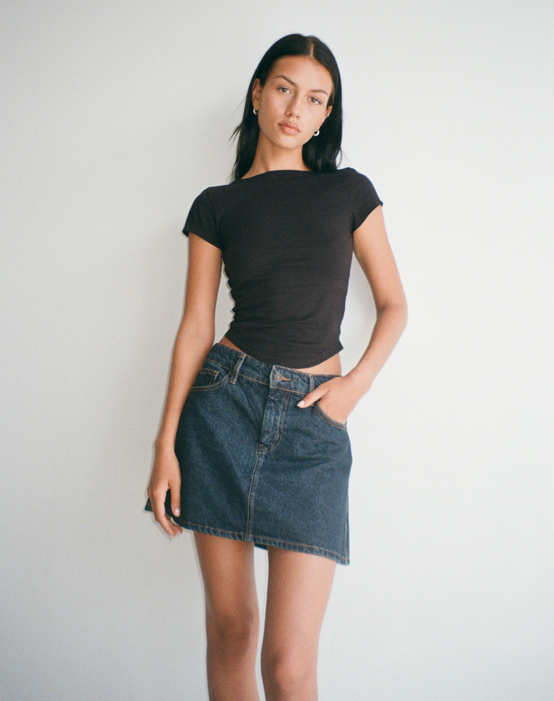 Mini A Line Skirt in Denim Indigo