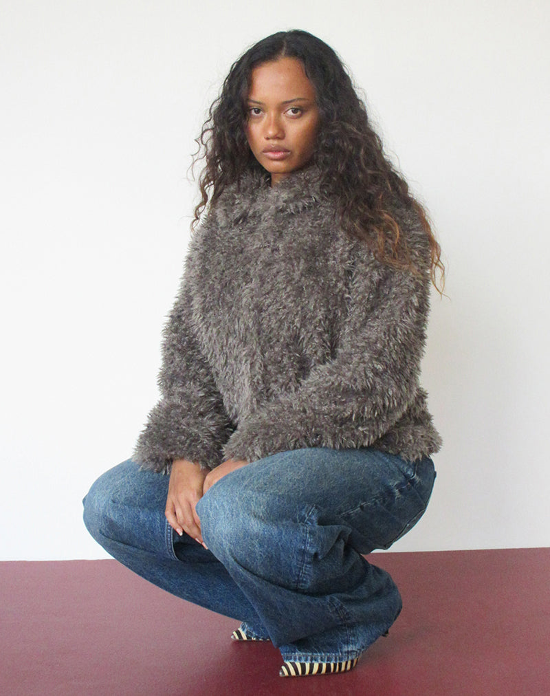 Image of Joji Jacket in Faux Fur Grey