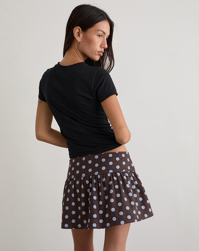 Image of Jolea Pleated Mini Skirt in Mono Polka Brown