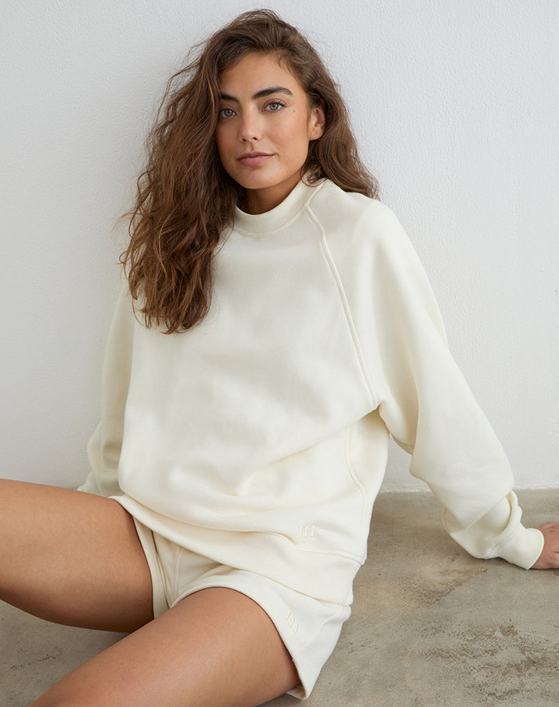 Image of Jorai Sweater in Winter White with Tonal M Embroidery
