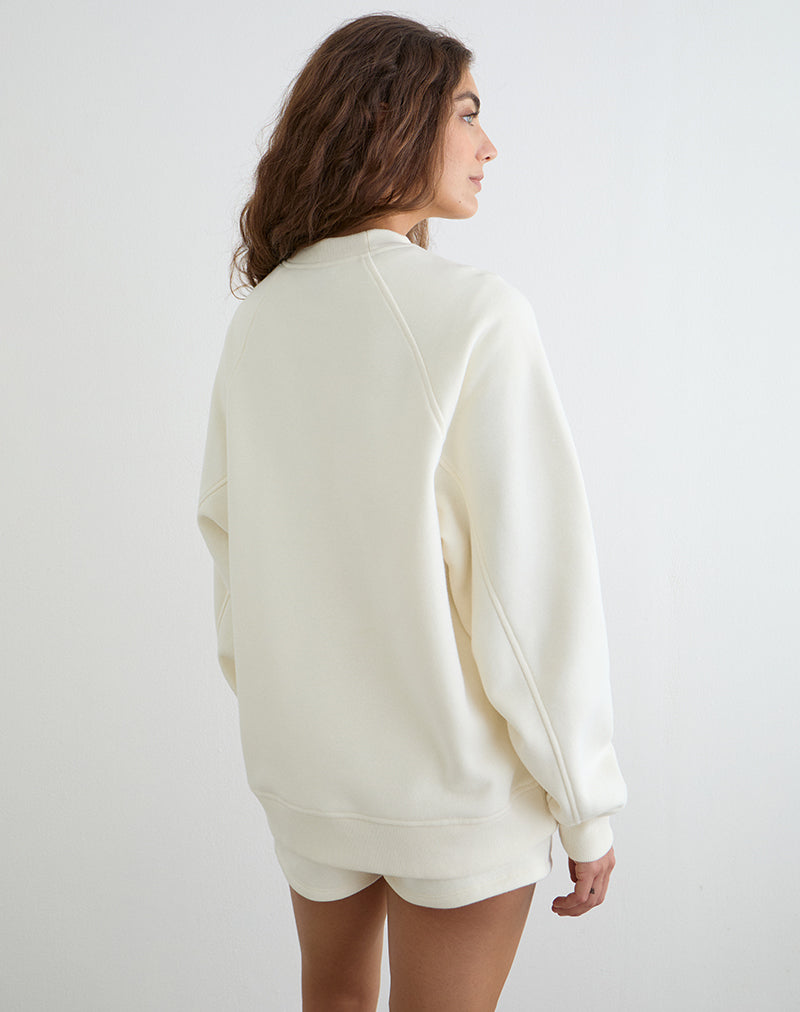 Image of Jorai Sweater in Winter White with Tonal M Embroidery