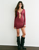 Image of Joram Long Sleeve Mini Dress in Cupro Burgundy
