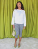 Image of Asla Cropped Capri Trouser in Twill Dogtooth Grey