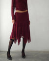 Image of Jovali Low Waist Midi Skirt in Mesh Maroon
