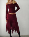 Image of Jovali Low Waist Midi Skirt in Mesh Maroon