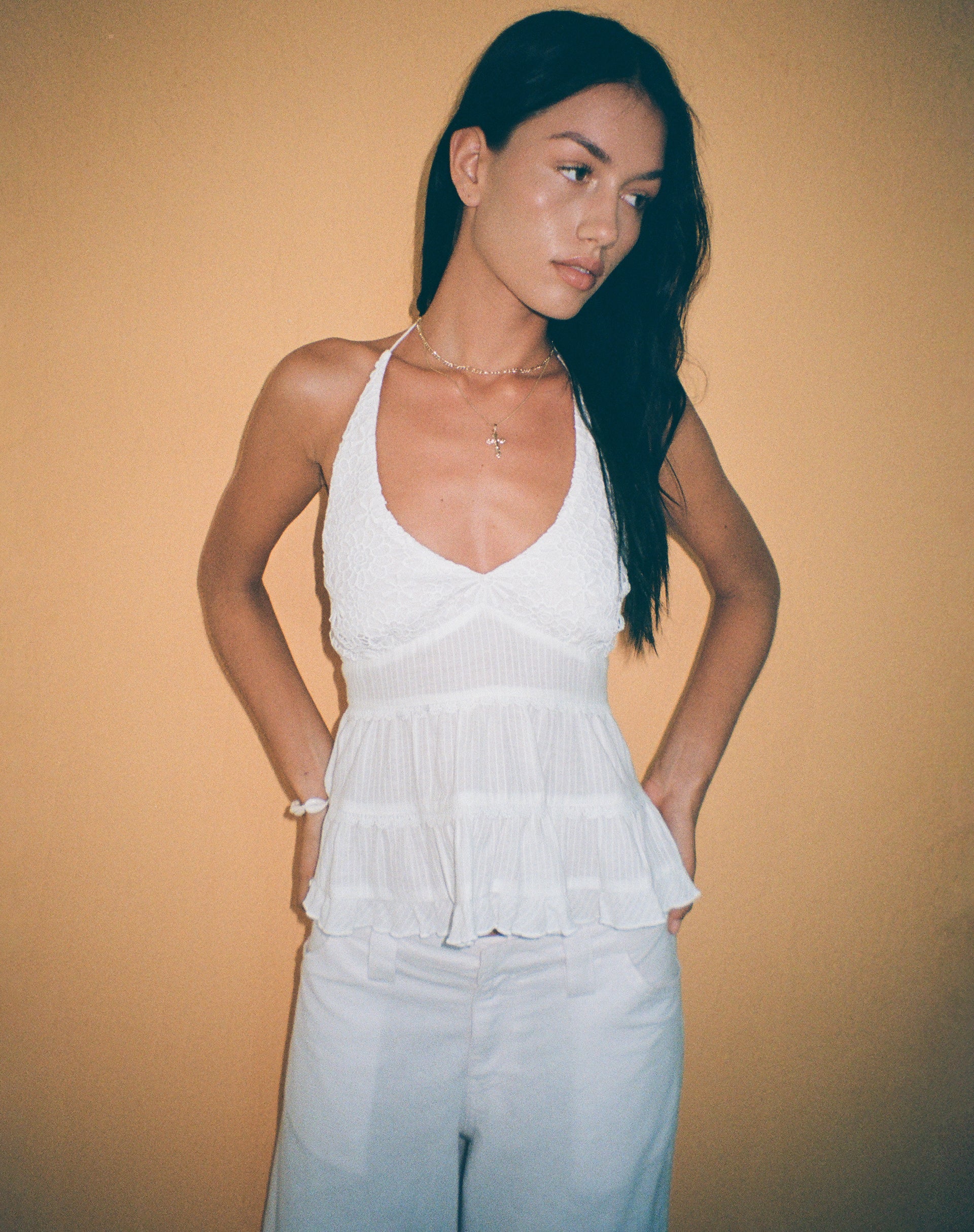 Crochet White Halterneck Top | Juanita – motelrocks-com-eur