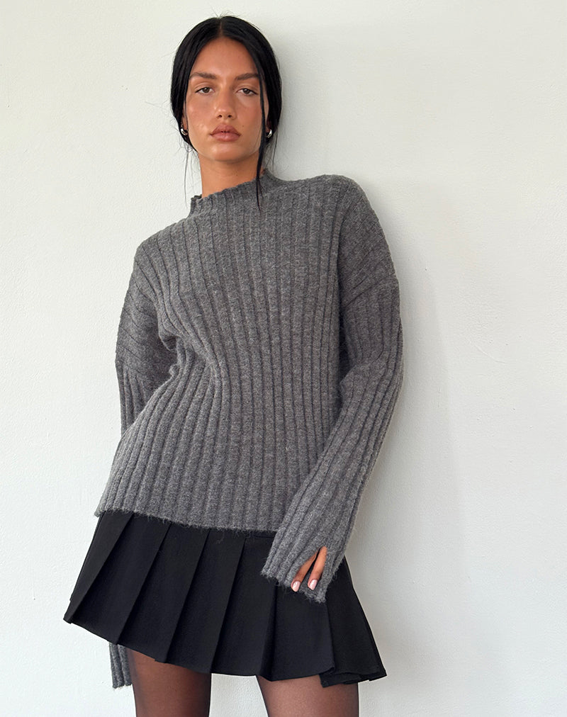 Pull oversize en maille côtelée épaisse Judah en anthracite