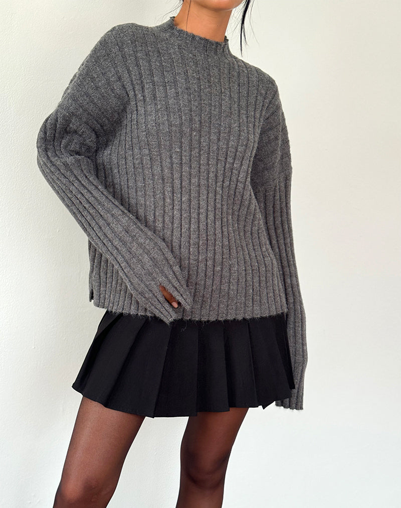 Image of Judah Oversized Chunky Rib Knit Jumper in Charcoal