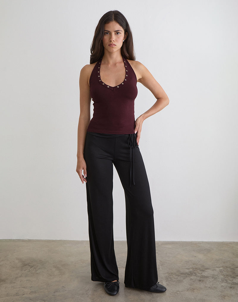 Image of Jugo Halterneck Top in Redwood with Eyelets